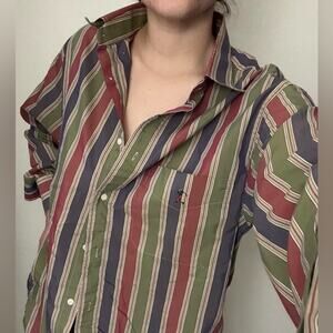 Vintage 90s Rigar’s Golf Stripe button down retro collegiate preppy coastal y2k